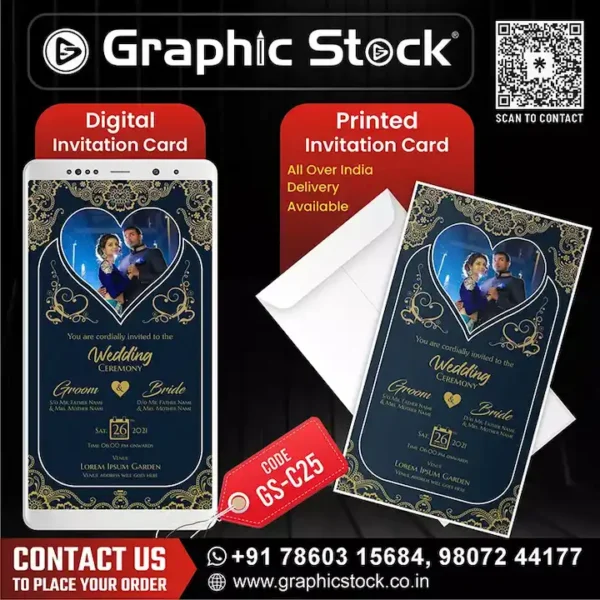 Heart Frame Wedding Invitation – Digital & Printed Card by Graphic Stock