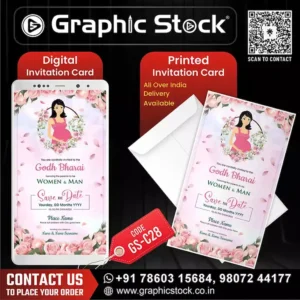 Godh Bharai Invitation Card GS‑C28 – Digital & Printed by Graphic Stock