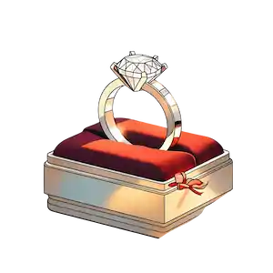 Diamond ring in box for engagement invitation card and video design
