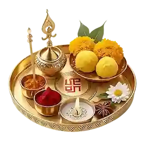 Pooja invitation card design with traditional elements, perfect for Hindu religious ceremonies.
