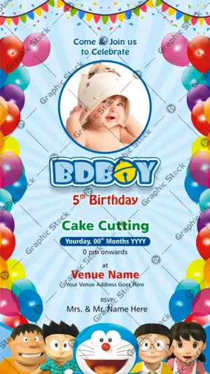 Kids Birthday Invitation eCard - Digital & Printable Card, Custom Birthday Video Invitation Card - Digital & Printed Invitation for Kids Birthday Party