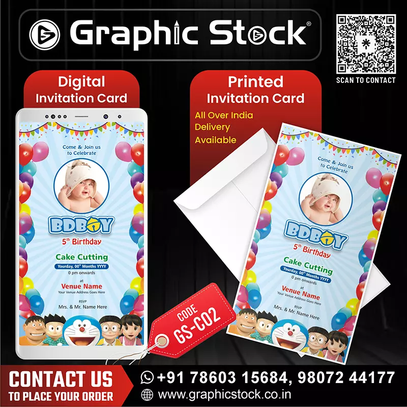 Kids Birthday Invitation eCard - Digital & Printable Card, Custom Birthday Video Invitation Card - Digital & Printed Invitation for Kids Birthday Party