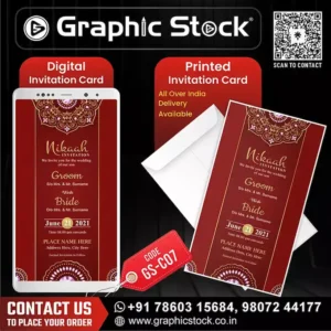 Nikah Invitation Card, Nikah Wedding Invitation Card - Digital & Printable Customizable Invitation for Groom and Bride