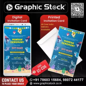 Amazing Custom Shark Mundan eCard, Custom Shark-Themed Mundan Ceremony Invitation Card