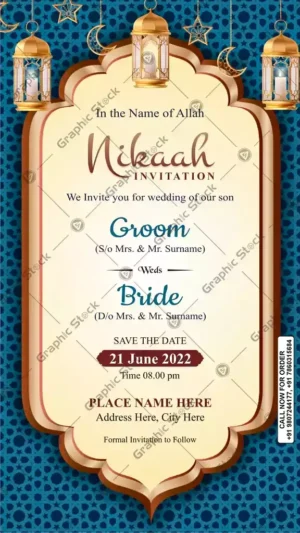 Muslim Nikah Invitation, Elegant 2-in-1 Nikah Invitation Cards - Digital & Printed card bye Graphic Stock. Affordable prices in all india. India No. 1 Invitation maker