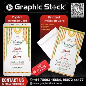 Hindu Wedding Invitation, 2-in-1 Save the Date Invitation Cards. Wedding Invitation Card - Digital & Printable Customizable Invitation for Groom and Bride