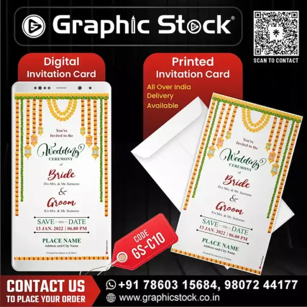 Hindu Wedding Invitation, 2-in-1 Save the Date Invitation Cards. Wedding Invitation Card - Digital & Printable Customizable Invitation for Groom and Bride