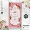 Pink Floral Sangeet Ceremony Invitation Card Design with Dhol Illustration – Code GS-C74