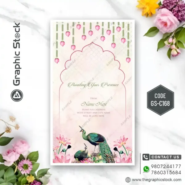 Caricature RSVP Wedding Invitation Insert with Elegant Design – Code GS-C168