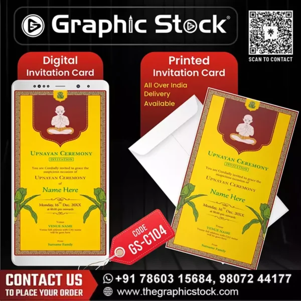 Upnayan Invitation Card – Digital & Printed – GS-C104