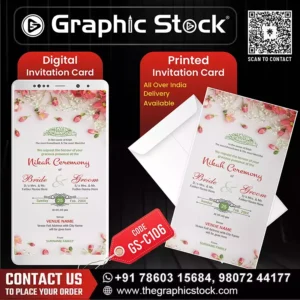 Floral Nikah Ceremony Invitation Card – GS-C106