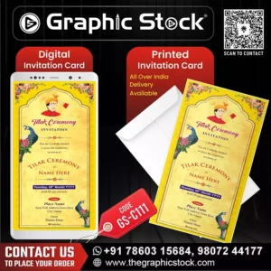 Yellow Royal Tilak Ceremony Invitation Card – GS-C111