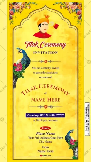 Yellow Royal Tilak Ceremony Invitation Card – GS-C111