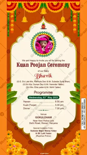 Elegant Traditional Kuan Poojan Ceremony Invitation – GS-C117