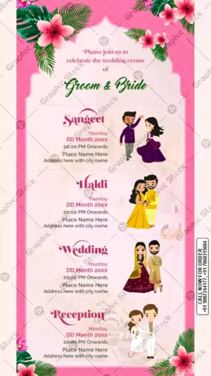 Pink Multievent Wedding Invitation Card – GS-C122