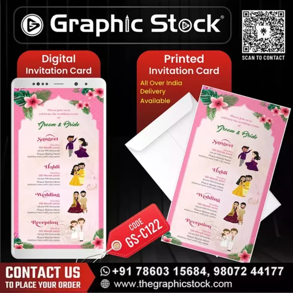 Pink Multievent Wedding Invitation Card – GS-C122