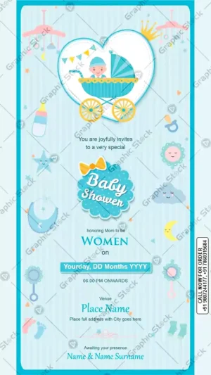 Blue Baby Shower Invitation Card – GS-C126