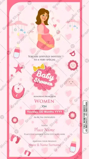 Pink Baby Shower Invitation Card – GS-C127