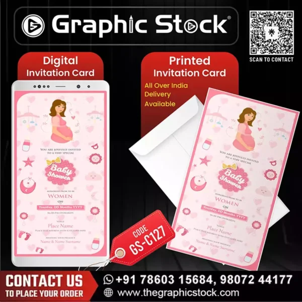Pink Baby Shower Invitation Card – GS-C127