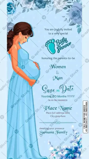 Blue Mom-to-Be Baby Shower Invitation Card – GS-C128