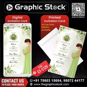 Green Leaf Baby Shower Invitation Card – GS-C129