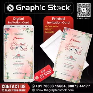 Peach Floral Sindhara Invitation Card – GS-C130