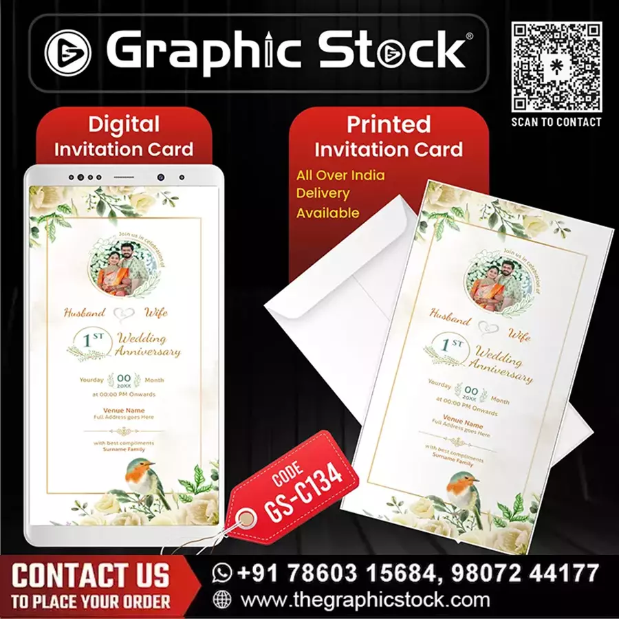 White Floral Wedding Anniversary Invitation Card – GS-C134