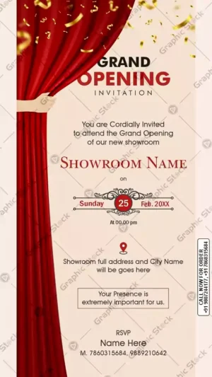 Red Curtain Grand Opening Invitation Card – GS-C136