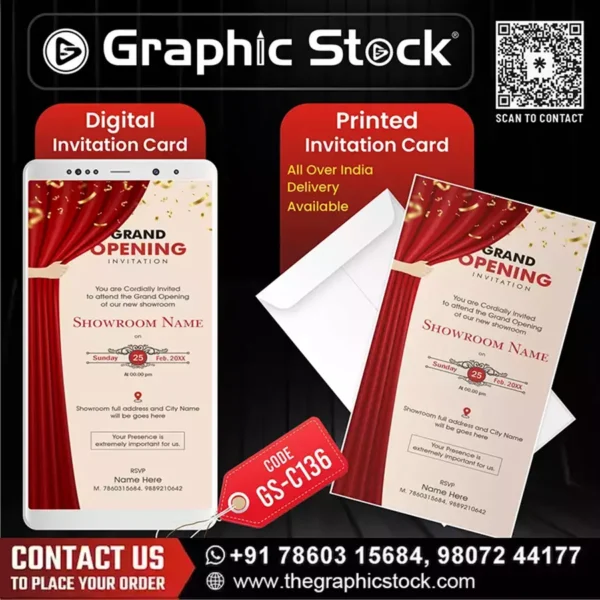 Red Curtain Grand Opening Invitation Card – GS-C136