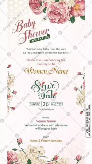 Floral Baby Shower Invitation Card – GS-C137