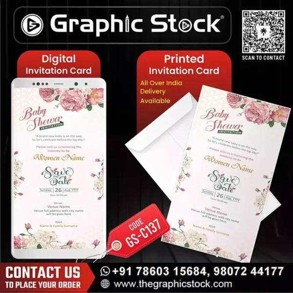 Floral Baby Shower Invitation Card – GS-C137
