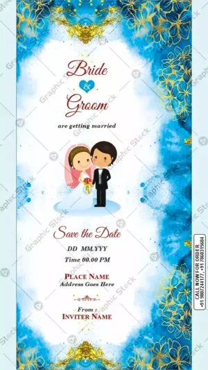 Blue Theme Wedding Invitation Card – GS-C138