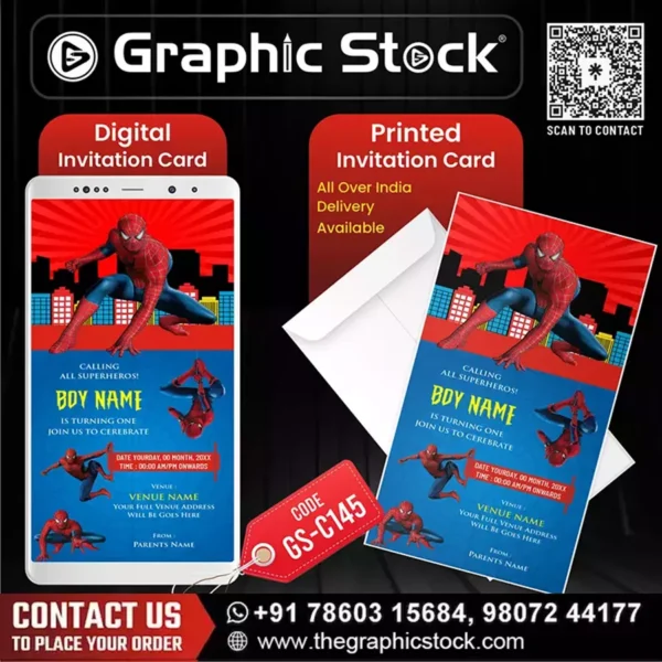 Spiderman Birthday Invitation Card – GS-C145