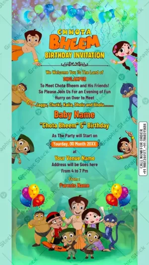 Chhota Bheem Theme Kids Birthday Invitation Card – GS-C162