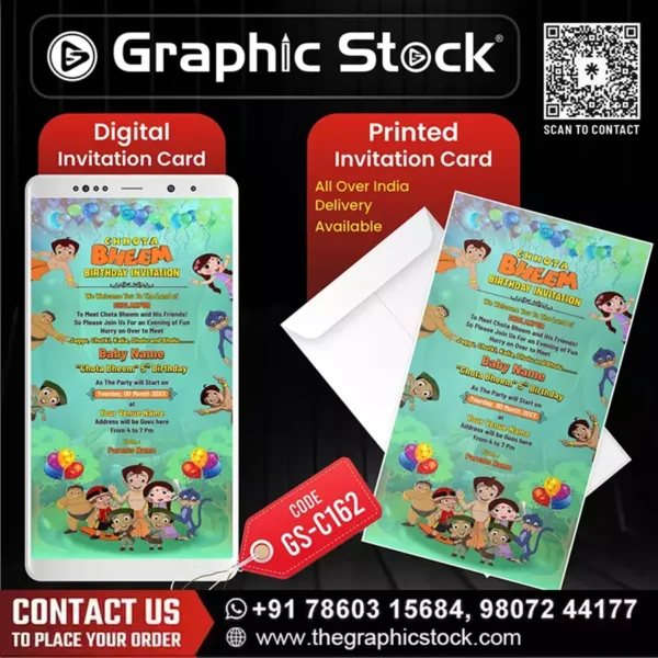 Chhota Bheem Theme Kids Birthday Invitation Card – GS-C162