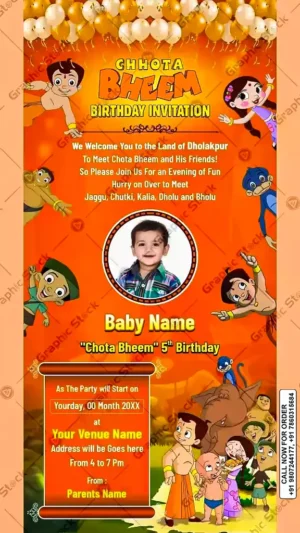 Chhota Bheem Birthday Invitation Card – GS-C163 (Bheem Theme invitation Card)