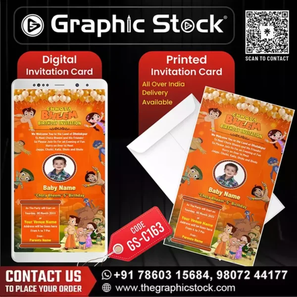 Chhota Bheem Birthday Invitation Card – GS-C163 (Bheem Theme invitation Card)
