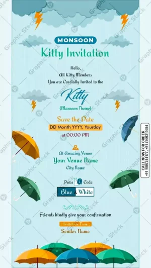 Elegant Monsoon Theme Kitty Invitation Card – GS-C165