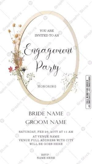 Floral Minimal Engagement Party Invitation Card – GS-C166