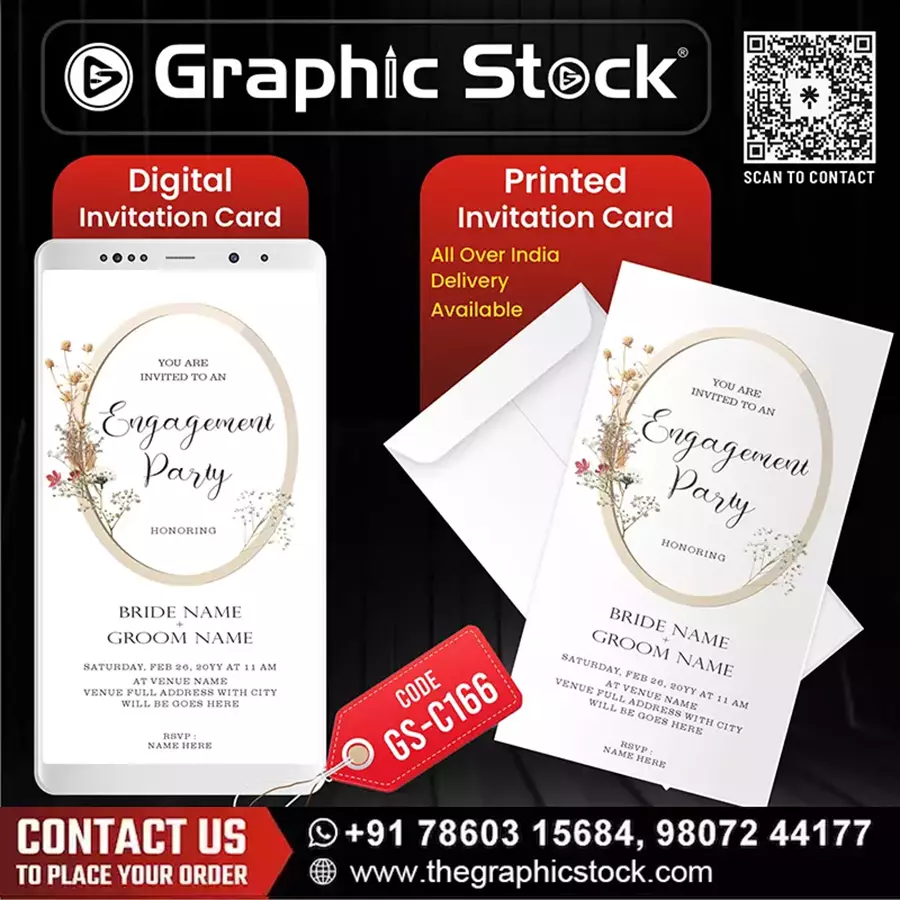 Floral Minimal Engagement Party Invitation Card – GS-C166