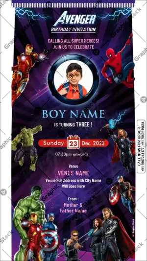 Avengers Theme Birthday Invitation Card – GS-C170