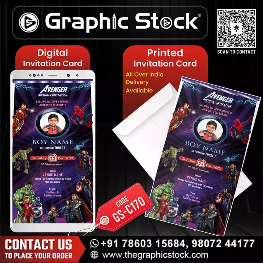 Avengers Theme Birthday Invitation Card – GS-C170