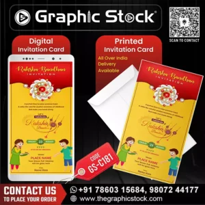 Raksha Bandhan Digital Invitation Card – Red & Yellow Theme – GS-C181