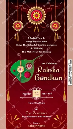 Raksha Bandhan Maroon Invitation Card – Maroon Theme – GS-C182