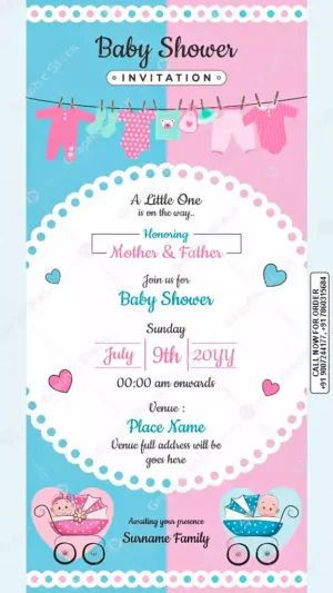 Baby Shower Invitation Pink Blue Theme – GS-C183