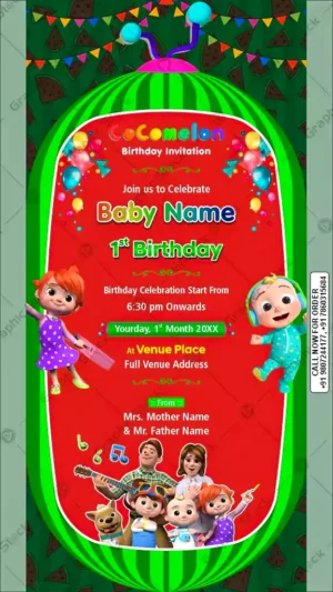 Cocomelon Birthday Invitation Card – GS-C189