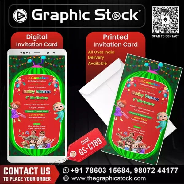 Cocomelon Birthday Invitation Card – GS-C189