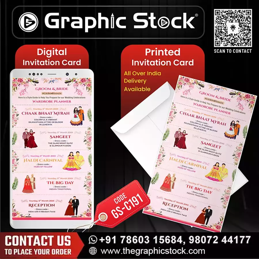 Pink Wedding Wardrobe Planner Invitation Card – GS-C191