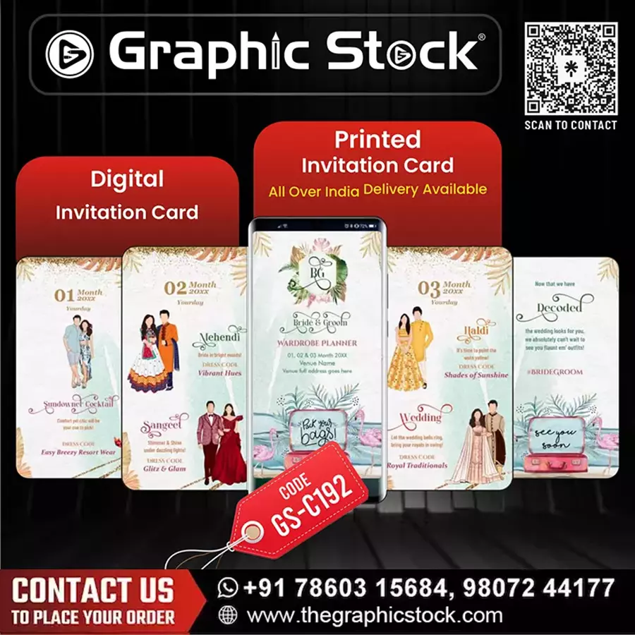 Multi-Pages Wedding Wardrobe Planner Invite Card – GS-C192