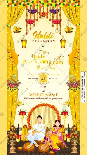 Yellow Haldi Ceremony Invitation Card – GS-C196